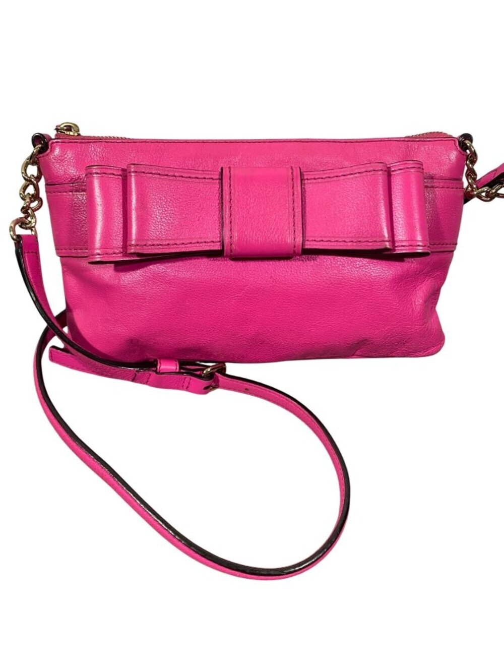 Kate Spade Pink Leather Bow Crossbody Shoulder Bag Adjustable Strap